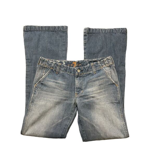 Vintage Y2K 7 for All Mankind 100% Cotton Flare Jeans Size 28 - Picture 3 of 16